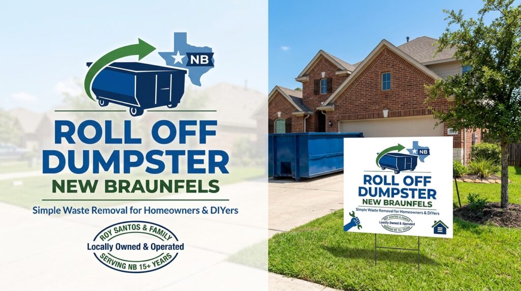 Discover reliable residential dumpster rentals in New Braunfels TX. Roll Off Dumpster New Braunfels delivers clean, affordable roll off dumpsters for home cleanouts, yard waste, and renovation projects. Call Roy Santos for a free quote today!
